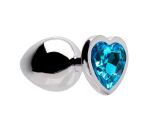 PLUG ANAL INOX 33944 - TAMANHO MÉDIO - CORAÇÃO PEDRA AZUL BB