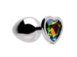 PLUG ANAL INOX 33944 - TAMANHO MÉDIO - CORAÇÃO PEDRA COLORIDO