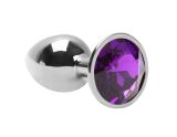 PLUG ANAL INOX 25761  - TAMANHO MÉDIO - PEDRA ROXO