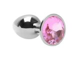 PLUG ANAL INOX 33942 - TAMANHO GRANDE - PEDRA ROSA