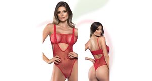 BODY DUAS PEÇAS COM STRASS - VERMELHO