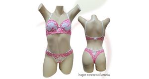 CONJUNTO COM BOJO - BRANCO E ROSA - TAM. P