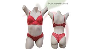 CONJUNTO RENDA COM BOJO VERMELHO E DOURADO - TAM. G