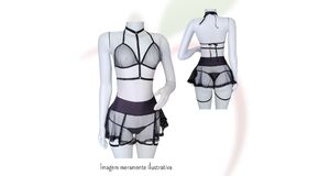 CONJUNTO SADO SEXY - PRETO - TAM. ÚNICO