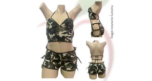 CONJUNTO TOP E SHORTS - MILITAR