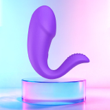 VIBRADOR DUPLO COM FORMATO DE GLANDE COM APP ROXO